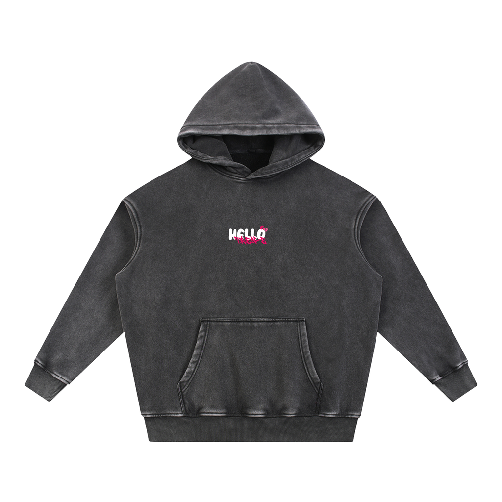 HELLO TREN-E / SNOW WASH FLEECE OVERSIZED HOODIE